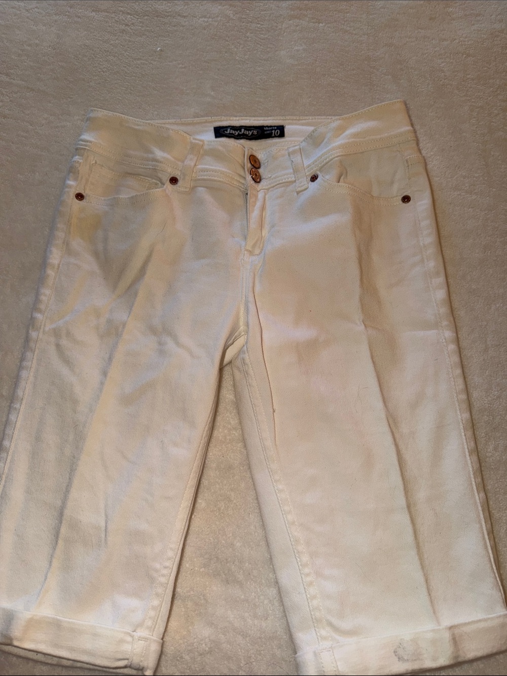 Joy Joy White Denim Jean Shorts - Classic Mid-Rise Style from Australia